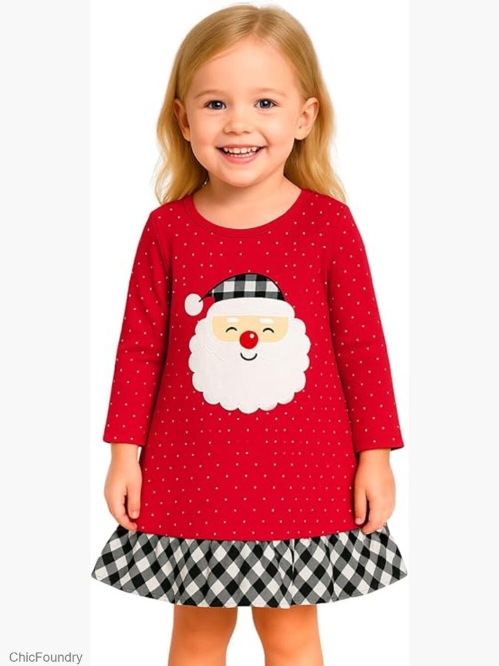 Toddler Girl Long Sleeve Cotton Casual Dress Christmas Fall Winter Soft